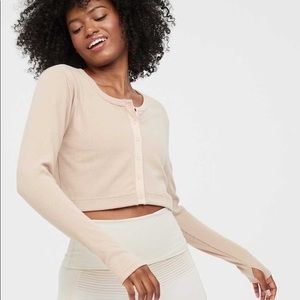 Aerie Offline Button Front Long Sleeve Crop Top